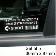 5 x SMART GPS Tracking Device Security WINDOW Stickers 87x30mm-City,Fortwo,Forfour,Coupe,Cabrio-Car Alarm Tracker